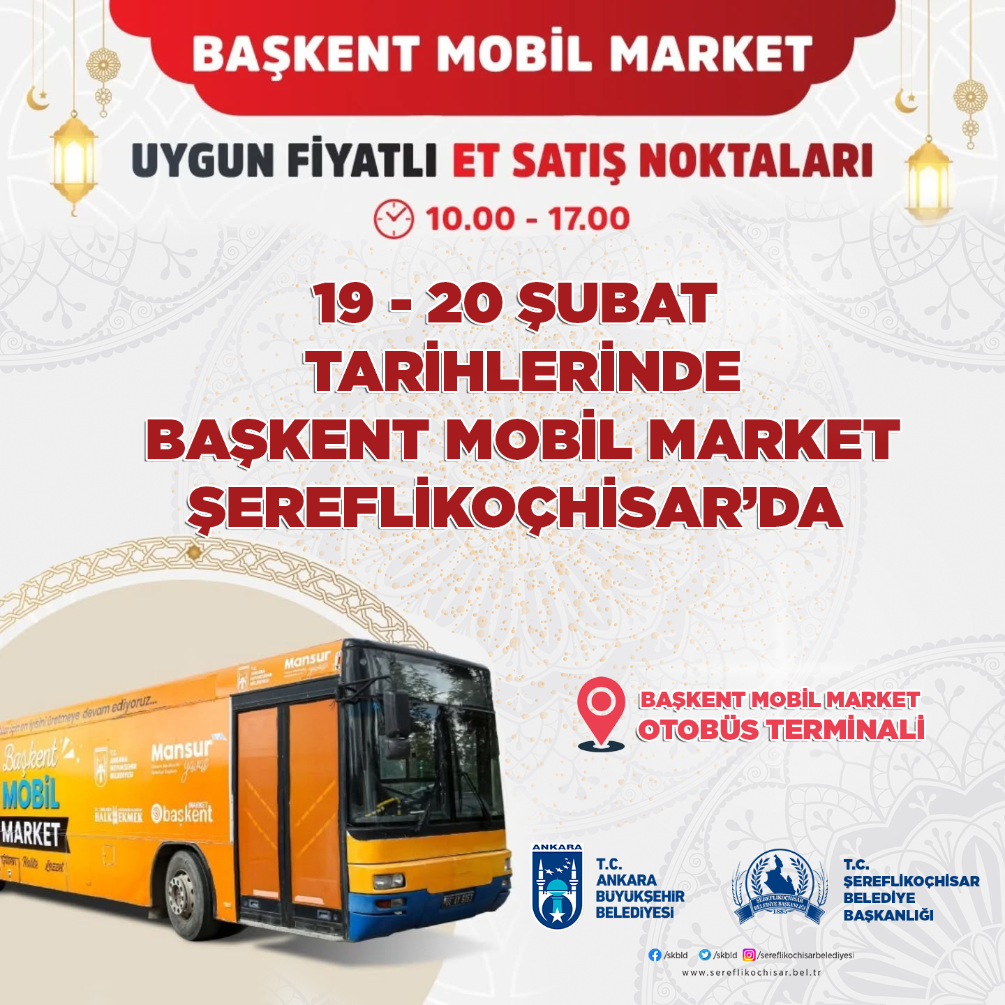 Başkent Mobil Market uygun fiyatlı et satış aracı ilçemizde