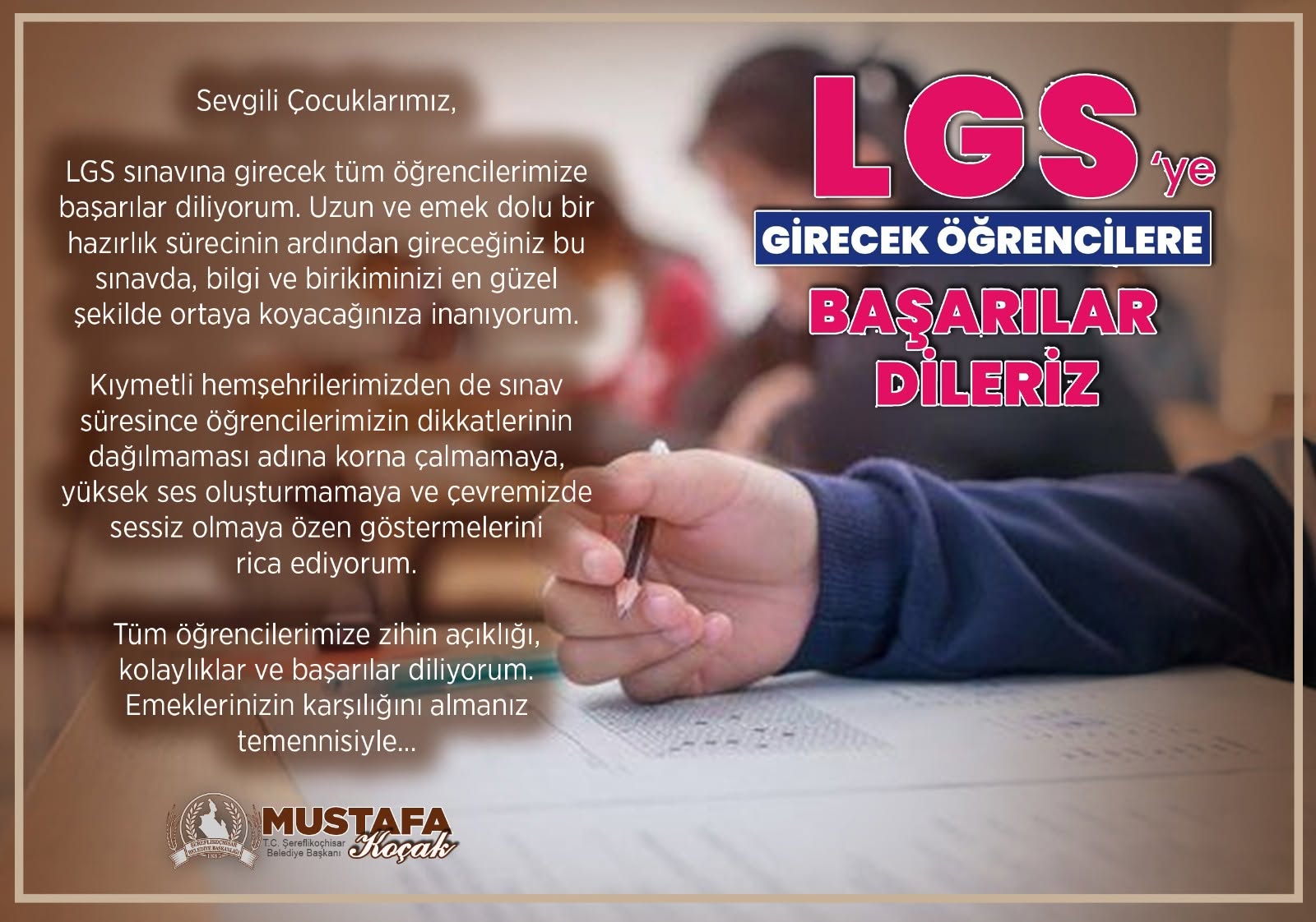 LGS'ye girecek tüm öğrencilere başarılar diliyoruz