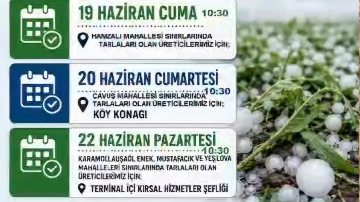 Sağanak ve Dolu Yağışı Zarar Tespit Başvuruları Duyurusu