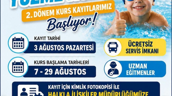 ÜCRETSİZ YÜZME KURSUMUZDA 2. DÖNEM KAYITLARI BAŞLIYOR!
