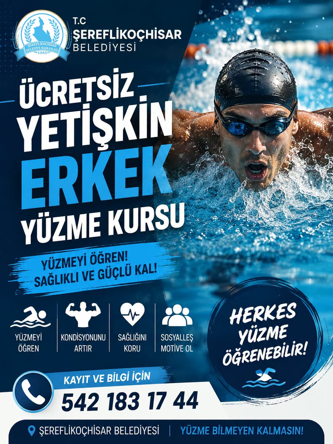 ÜCRETSİZ YETİŞKİN ERKEK YÜZME KURSUMUZ BAŞLIYOR!