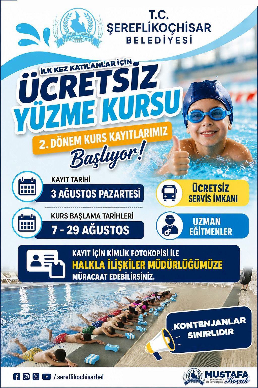 ÜCRETSİZ YÜZME KURSUMUZDA 2. DÖNEM KAYITLARI BAŞLIYOR!