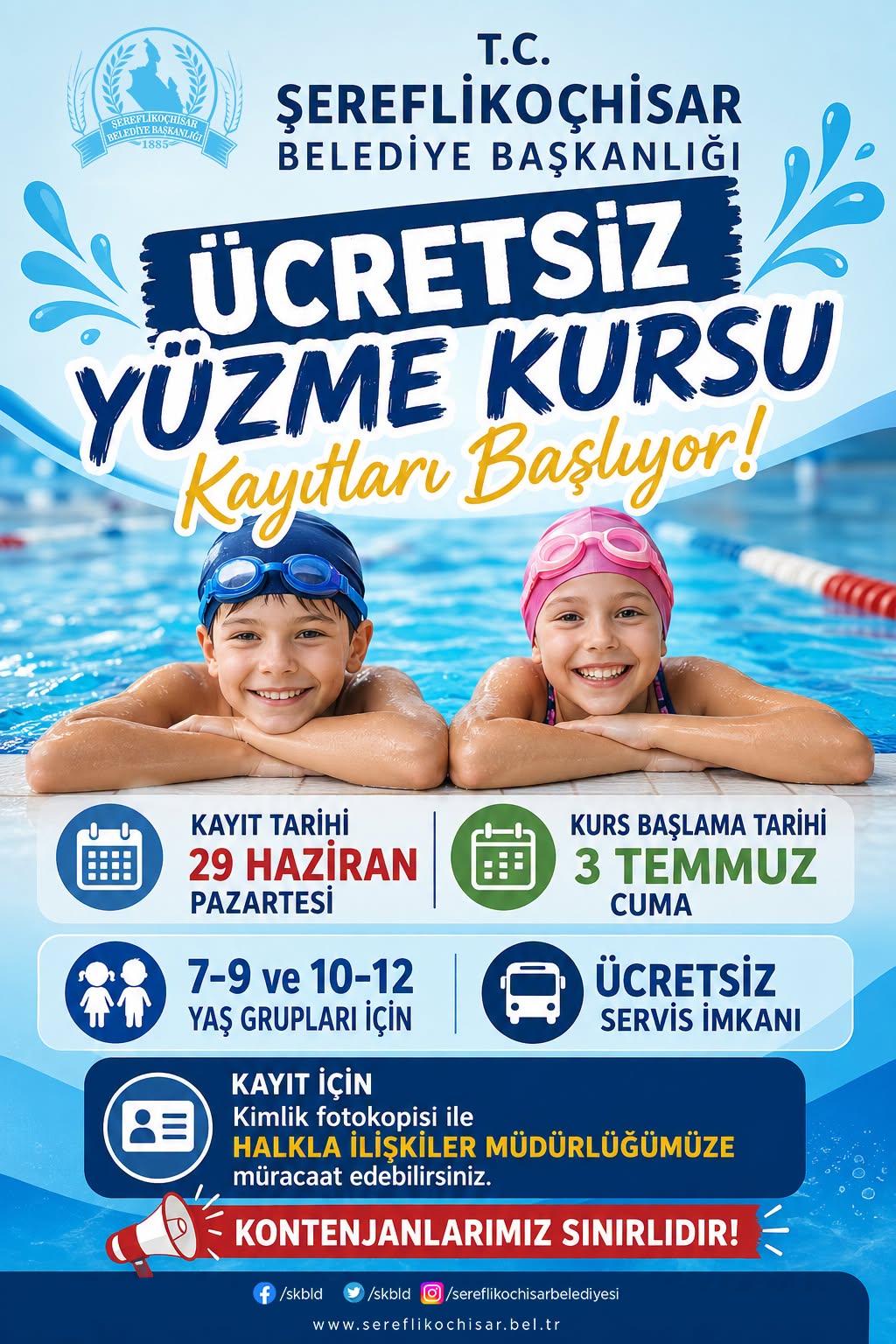 Ücretsiz yüzme kurslarımız başlıyor